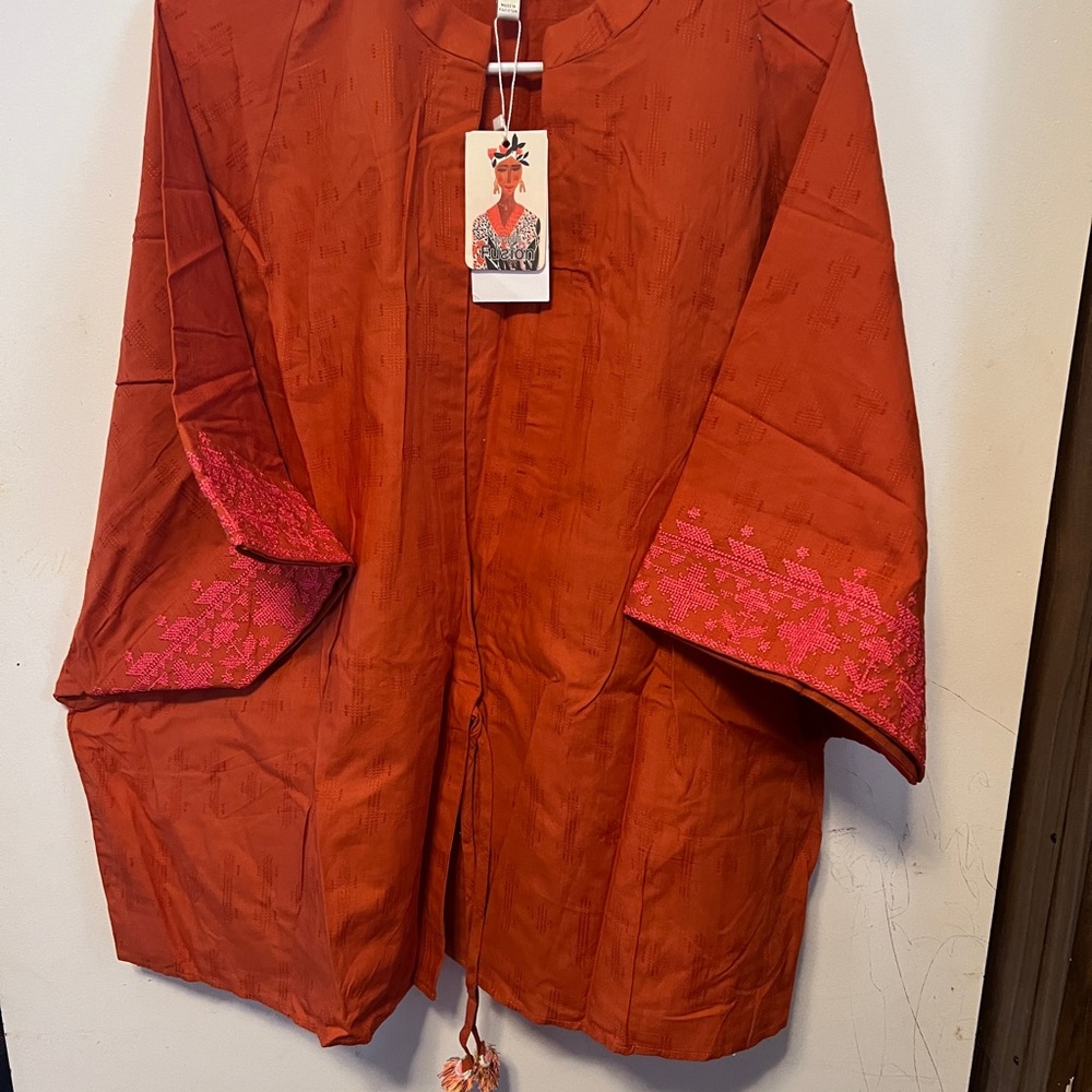 New Red Kimono with Pink Accents top L